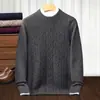 Suéter Jacquard de Moda de Lana de Yak para Hombre, Tejido Suave y Cómodo de Cuello Alto, Suéter Grueso y Cálido de Manga Larga