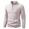 Outono Inverno Novo Suéter Masculino de Meio Zíper Tricô Moda Jovem Jacquard Quente Casual Camisa Base