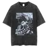 Camiseta masculina hip hop streetwear lavada preta 2024 vintage japa