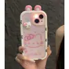 Soporte de Orejas de Gato Kt para Apple 16Pro Crema Funda para Teléfono Móvil Transparente Funda para Teléfono Móvil Iphone15Promax Todo Incluido