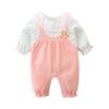 Ropa para Bebé Niños Primavera y Otoño Nuevo Estilo Traje de una pieza Bebé Niña Estilo Occidental Falso Dos piezas Vestido de Tirantes Traje para Trepar 2917