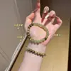 Pulsera de Cristal Natural Color Jade Hetian Agua Clara Pulsera de Cuentas Nuevo Retro Chino Cuentas de Madera de Sándalo Multicapa Apilable