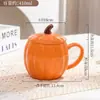 Caneca Fofa de Abóbora com Tampa, Caneca de Cerâmica à Prova de Poeira, Copo de Água para Escritório, Caneca de Café Criativa, Caneca de Presente de Feriado