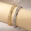 Moda Transfronteriza Estilo Minimalista Ins Pulsera Dorada con Cierre Redondo de Circonita Joyería de Lujo Ligero Europea y Americana Oro Mineral