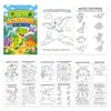 Livro de Atividades para Colorir Dinossauro Infantil Transfronteiriço para Idades 3-6, Jogo Educacional em Inglês Livro de Desenho com Costura em Sela, Multitemático