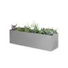 Macetero de Acero Inoxidable Personalizado con Ruedas Exterior Simple Rectangular Canaleta para Flores Centro Comercial Tienda Maceta de Metal Hierro