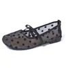 Zapatos de Malla para Mujer Cuadrados Franceses Cruzados 2026 con Lazo Zapatos de una Sola Pieza Nuevos Europeos y Americanos Primavera Florales Transpirables Zapatos Mary Jane
