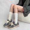 Calcetines de punto transpirables finos para primavera y verano, moda americana, color liso Joker, calcetines hasta la pantorrilla ~ calcetines apilados para llevar en capas, súper bonitos ~