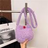 Bolso tipo cubo de lana para otoño e invierno para mujer 2024 nuevo nicho hombro bandolera color sólido felpa bolso para teléfono móvil