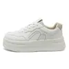 28325 Zapatos Blancos de Suela Gruesa para Mujer Primavera y Otoño 2026 Superficie de Cuero Zapatos de Tabla Casuales Suela Suave Antideslizante Zapatos Deportivos Versátiles