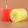 Plano Cilíndrico Grueso Corto Colorido Amarillo Inodoro Iluminación Doméstica Vela Roja Barra Mesa de Restaurante Cera Blanca