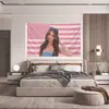 Tiktok Transfronterizo Mismo Estilo Rosa Fondo de Bandera Americana Tela de Decoración Tela de Poliéster 100D Tapiz de Interior Tela para Colgar