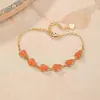 Yilu Plata Natural Agua Roja S925 Plata de Ley Chapado en Oro Calabaza Moneda de Cobre Patrón de Dientes Nuevo Estilo Chino Apilamiento Pulsera de Plata de Alta Gama