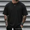 Camiseta Masculina de Manga Curta Algodão Puro Verão 200g Gola Redonda Solta Cor Sólida Camisa Base Camiseta Roupa Pod Padrão Personalizado