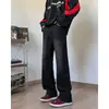 Jeans negros microacampanados para hombre, elegantes y geniales, estilo americano de la calle, jeans de pierna recta adelgazantes para hombre