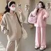 Traje de Maternidad 2026 Otoño e Invierno Cordón Cremallera moda Suéter Estilo Casual moda Pantalones de Pierna Ancha holgado Traje de Maternidad