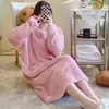 Pijama Jacquard de Felpa para Mujer Otoño e Invierno Dulce Manga Larga Longitud Media Bata de Noche Talla Grande 125.00kg Ropa de Casa Ropa de Exterior