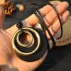 Nueva y simple cuerda de cera retro negra, anillo geométrico de madera creativo, collar, moda coreana, venta al por mayor de fábrica