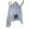Elegante y de Alta Gama Camisa Azul Estilo Francés para Mujer, Nuevo Diseño de Verano, Camisa Rayada de Nicho, Top a la Moda