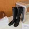 Botas Martin de otoño occidentales de moda con aumento de altura y puntera partida para mujer, botas de punta redonda, botas altas de moda retro para mujer