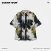 Camisa de Manga Corta Tie-Dye para Hombre Zoewatson 2026 Nuevo Estilo de Verano Seda de Hielo Holgada Trendy Casual