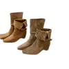 Botas Vaqueras Cortas Plegables de Otoño 2026 con Arrugas Apiladas Aumento Interno Punta Cuadrada Tacón Grueso Zapatos Individuales de Moda