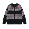 Cardigã de tricô Fair Isle cinza, unissex, novo estilo outono/inverno, caimento solto e relaxado, casaco suéter de fio misto
