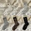 Calcetines de Lana para Otoño e Invierno para Mujer, Calcetines a Media Pantorrilla con Encaje de Lazo de Corazón, Calcetines Holgados, Estilo Dulce Coreano, Calcetines Cálidos para Mujer