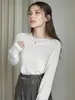 Estilo Casual Cashmere de Alta Qualidade Tricô Gola Redonda Outono e Inverno Seda Cashmere Estilo Old Money Elegante Seda de Amora Top de Manga Longa