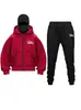 Sudadera con Cremallera de Doble Capucha Nueva Transfronteriza 2025 DIY para Hombre y Mujer Otoño Invierno Conjunto de Sudadera con Cremallera y Pantalones de Chándal para Pareja