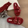 Pantuflas Peludas de Suela Gruesa para Mujer, Calzado de Exterior 2025 Nuevo Otoño e Invierno Versátiles para el Hogar Pantuflas de Felpa de Algodón Zapatos Birkenstock