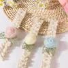 Diadema de Encaje Cómoda para Bebé Estilo Nuevo Europeo y Americano, Pañuelo para Niños con Rosa Linda, Accesorios Finos de Verano para el Cabello de Bebé