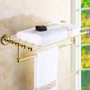 Juego colgante de herrajes para baño de cobre macizo chapado en oro estilo europeo, colgante de oro de lujo, estante para toallas de baño antiguo, estante, juego de almacenamiento