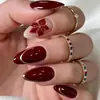 Unhas Vestíveis Formato Amêndoa Linhas Douradas Pontas Francesas Flores 3D Doce Cool Pequeno Fresco Removível Unhas Postiças
