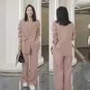 Traje de Dos Piezas para Mujer, Estilo Nuevo Primavera y Otoño, Talla Grande, Holgado, Rejuvenecedor, Pantalones de Pierna Ancha