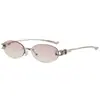 Gafas lisas sin montura de óvalo pequeño con hilo dorado de alta gama, estilo coreano, popular en internet, montura de gafas sin montura decorativa estética natural y pura