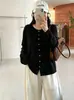 Cárdigan Básico de Punto de Color Sólido para Mujer Tallas Grandes Mujer Estilo Otoño 2026 Chicas Gorditas Cuello Redondo Holgado Adelgazante Ropa Exterior