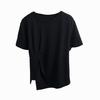 Camiseta de Manga Corta con Pliegues Asimétricos y Diseño de Nudo Retorcido, Fresca de Algodón con Copos de Nieve, Verano, Para Mujer con Sobrepeso, Aspecto Adelgazante, Top Camiseta Hombro Derecho