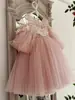Vestido Formal Infantil Malha de Natal Saia Bufante Doce Fofo Estiloso Flores Vestido de Princesa para Meninas Dropshipping da Amazon