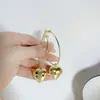 Corea del Sur nueva Yang Mi con sensación de alta gama fresco dulce aguja de plata 925 liso corazón de amor aretes de aro grandes aretes aretes
