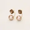 Aretes de Cristal Zircón Perla Color Café, un Diseño Versátil de Doble Uso con un Toque Único y Elegante, Joyería de Moda de Alta Gama