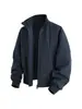 Chamarra Bomber cleanfit Desestructurada con Cuello Alto para Hombre Chaqueta de Béisbol Americana Oversize Hombro Recto Chaqueta de Trabajo