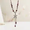 Collar Colgante de Mariposa de Cerámica Estilo Étnico Vintage para Mujer 2026 Nueva Cadena para Suéter Estilo Chino Cadena Tejida para Clavícula