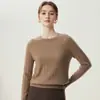 Suéter de cachemira 100% pura estilo francés suave Bai Cai Rong para mujer, cuello redondo, tejido de ochos, color liso, suéter holgado