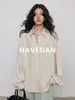 Camisa de Linho Estilo Old Money Relaxado Havegan/Verão para Mulheres, Manga Longa, Novo Estilo 2026, Top Preguiçoso