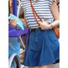 Pantalones Americanos Retro Azules de Cintura Alta Adelgazantes de Pierna Ancha para Mujer 2025 Verano Nuevo Pantalón Falda Plisado Shorts de Mezclilla Sueltos