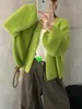Cárdigan de punto versátil estilo coreano hecho a medida con mangas murciélago holgadas, diseño único, mangas farol, chaqueta suéter texturizada para mujer