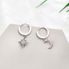 S925 prata atacado brincos mulheres de seis pontas estrela lua brincos de diamante estilo coreano brincos distintivos criativos estrela brincos de moda