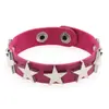 Pulsera de Cuero con Remaches de Estrella Punk Pulsera Sencilla de Cuero PU con Estrella de Cinco Puntas Pulsera de Pareja de Moda