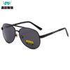 Óculos de Sol Polarizados de Metal Vivo com Lentes Duplas Série Piloto Armação Grande Masculina Óculos Sapo Óculos de Sol para Dirigir com Mudança de Cor
